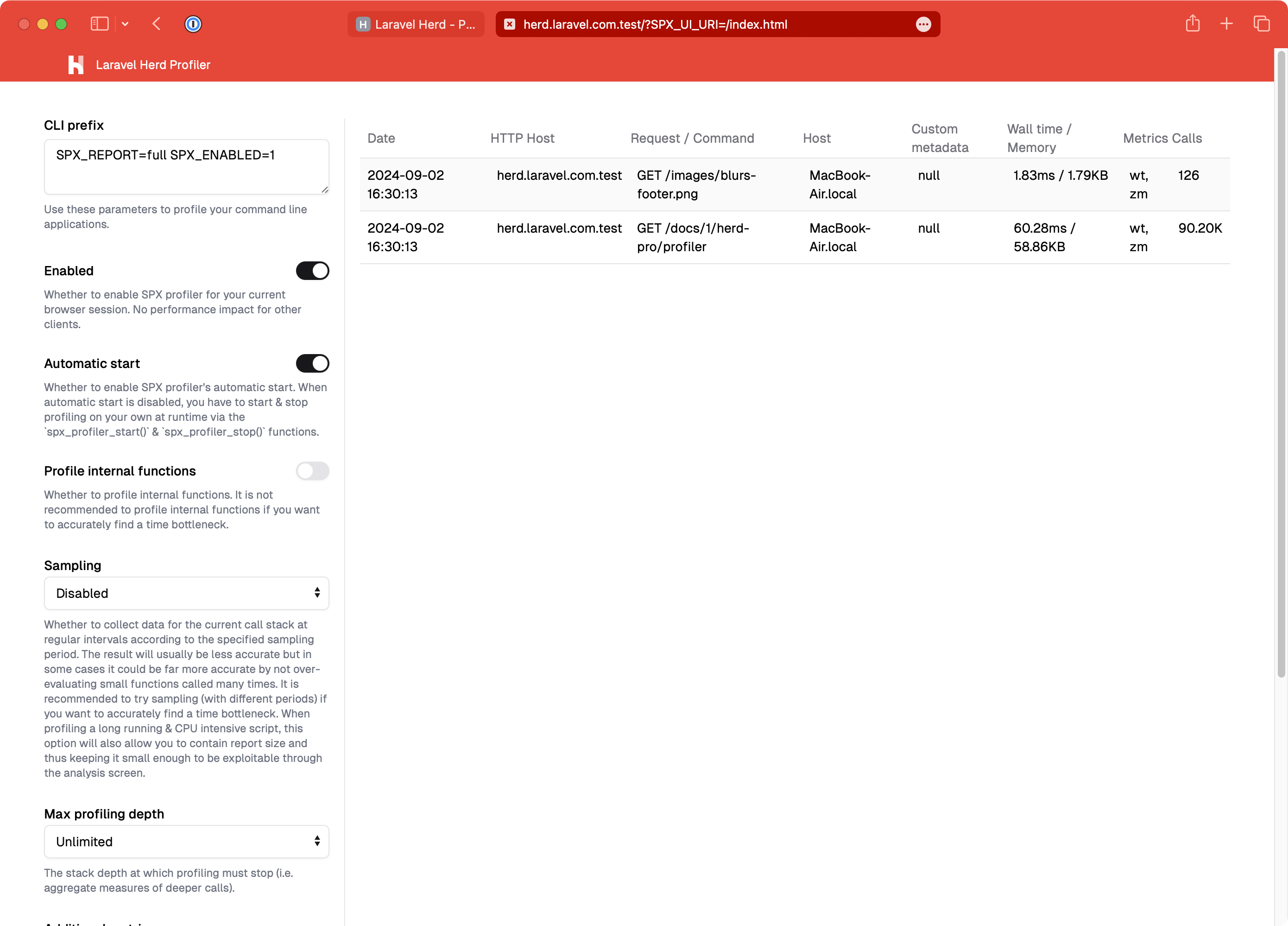 Profiler Dashboard